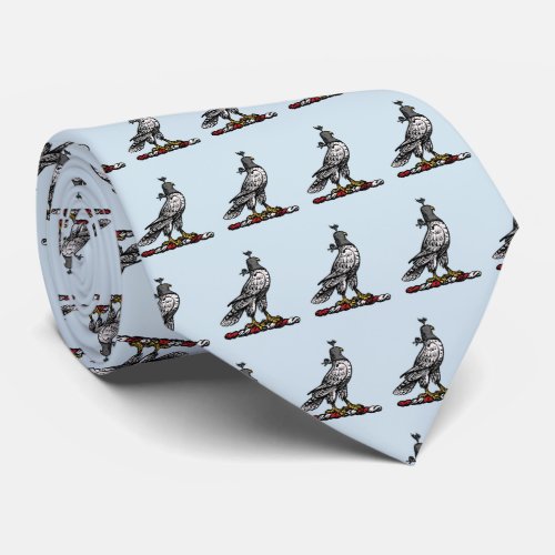 Heraldic Hunting Falcon Wearing Helmet Hood C Neck Tie