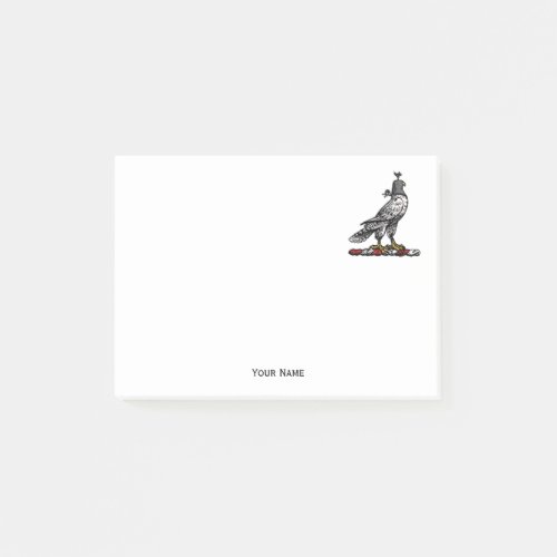 Heraldic Hunting Falcon Wearing Helmet Hood C Post_it Notes