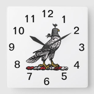 Heraldic Hunting Falcon Wearing Helmet Hood C Square Wall Clock