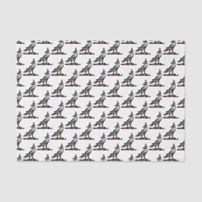 Heraldic Hunting Falcon Wearing Helmet Hood C Tissue Paper (Front)