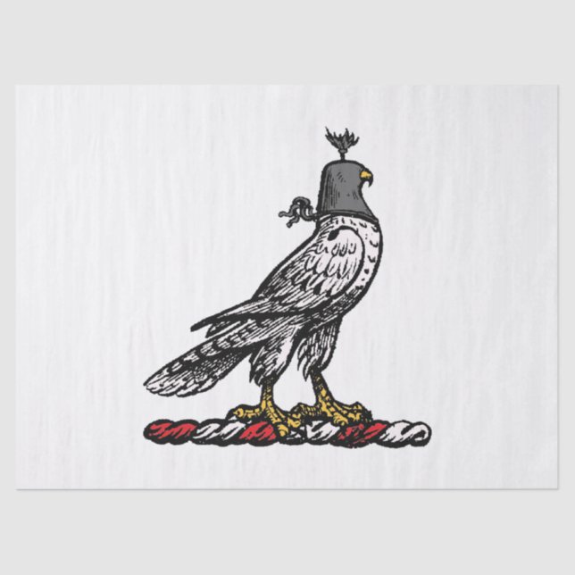 Heraldic Hunting Falcon Wearing Helmet Hood C Tissue Paper (Front)