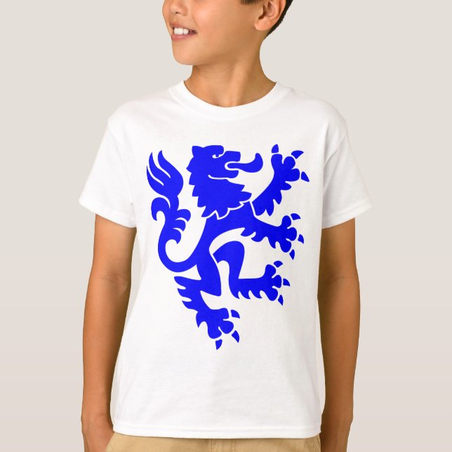Heraldic Lion 01 - Blue T-Shirt (Front)