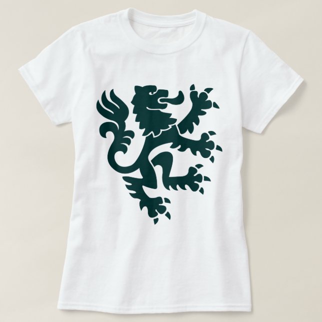 Heraldic Lion 01 - Dark Green T-Shirt (Design Front)