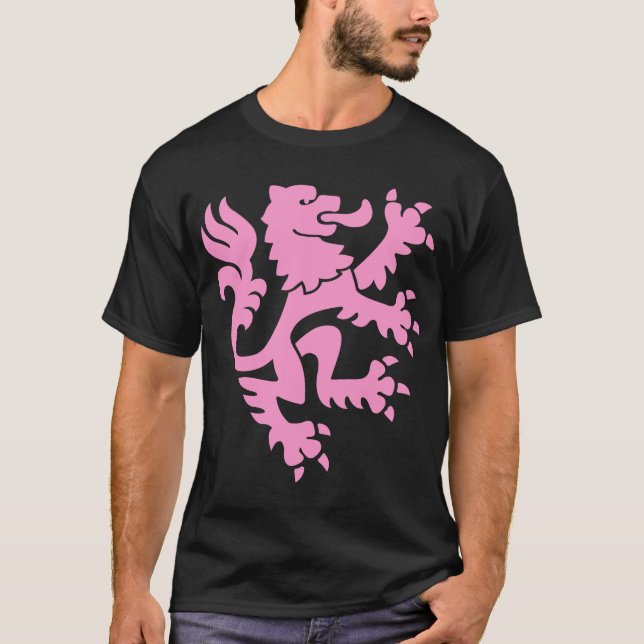 Heraldic Lion 01 - Pink T-Shirt (Front)