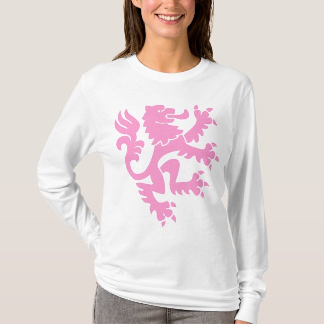 Heraldic Lion 01 - Pink T-Shirt (Front)