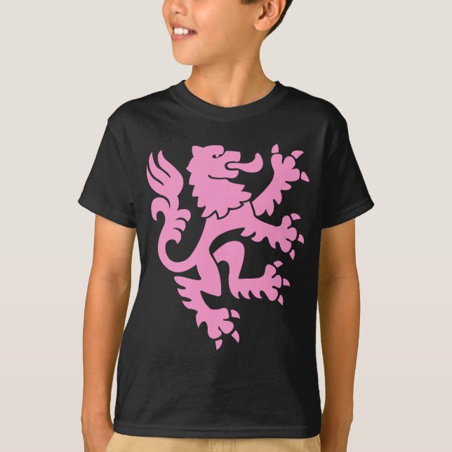 Heraldic Lion 01 - Pink T-Shirt (Front)