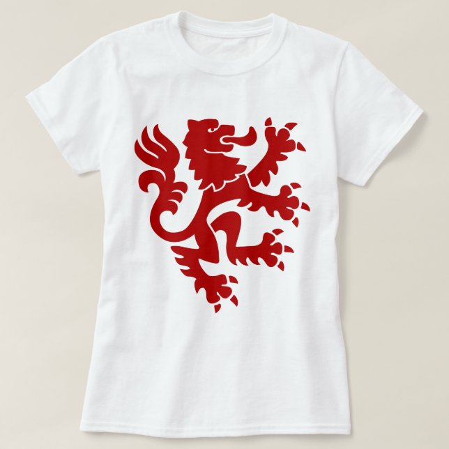 Heraldic Lion 01 - Ruby Red T-Shirt (Design Front)