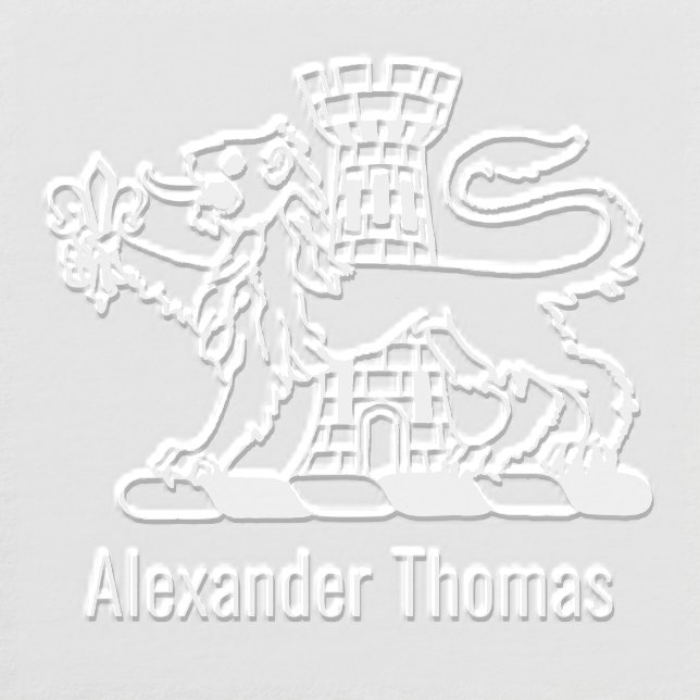 Heraldic Lion Fleur de Lis Castle Name Embosser (Design)