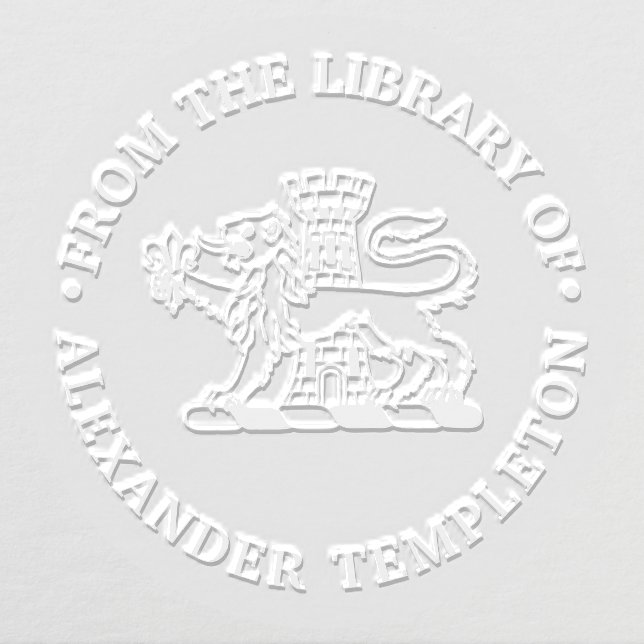 Heraldic Lion Fleur de Lis “From the library of” Embosser (Design)