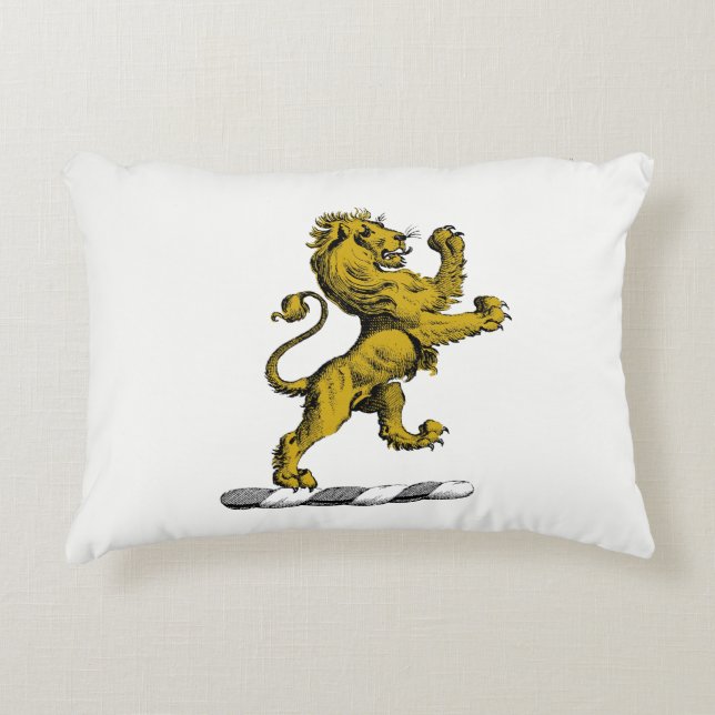 Heraldic Lion Standing Crest Emblem C Accent Pillow (Front)