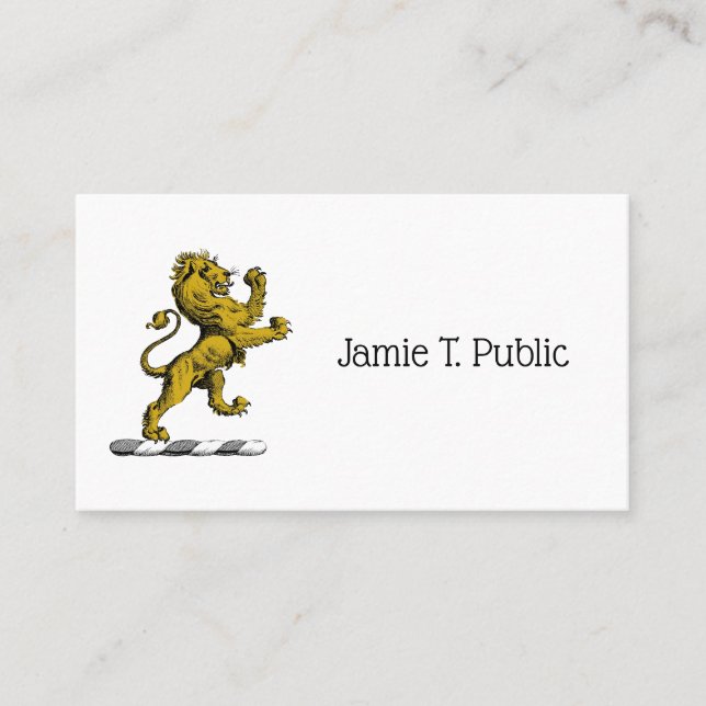 Heraldic Lion Standing Crest Emblem C Business Card (Front)