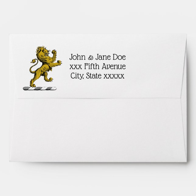 Heraldic Lion Standing Crest Emblem C Envelope (Back (Top Flap))