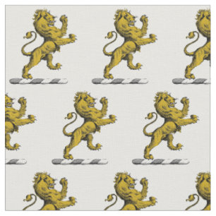 Heraldic Lion Standing Crest Emblem C Fabric