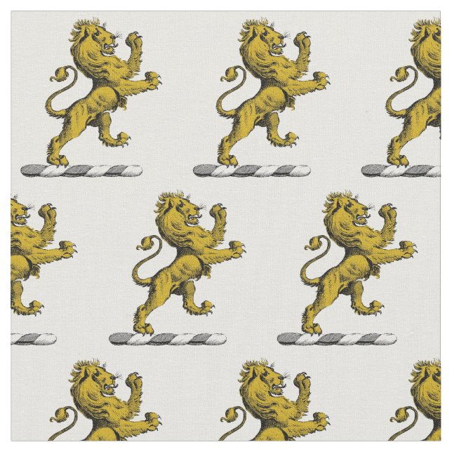 Heraldic Lion Standing Crest Emblem C Fabric (Close Up)