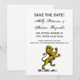 Heraldic Lion Standing Crest Emblem C Invitation