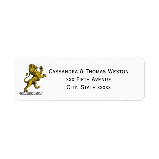 Heraldic Lion Standing Crest Emblem C Label (Front)