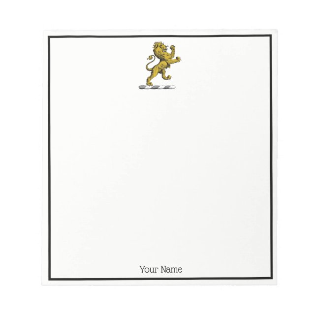 Heraldic Lion Standing Crest Emblem C Notepad (Front)