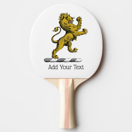 Heraldic Lion Standing Crest Emblem C Ping_Pong Paddle