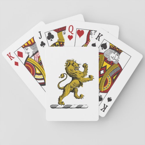 Heraldic Lion Standing Crest Emblem C Poker Cards