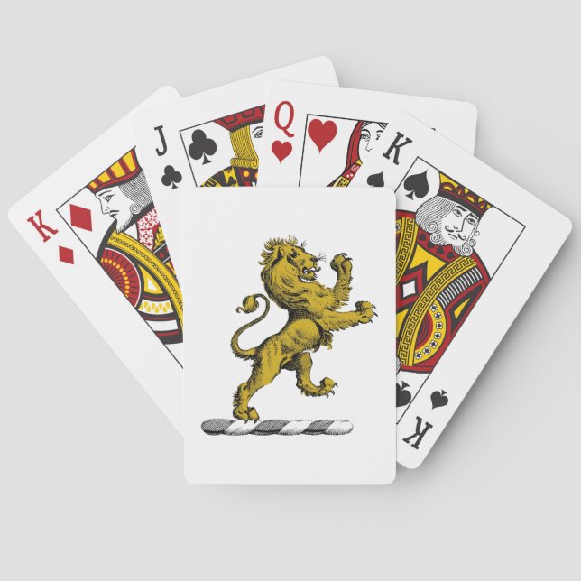 Heraldic Lion Standing Crest Emblem C Poker Cards (Back)