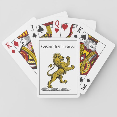 Heraldic Lion Standing Crest Emblem C Poker Cards