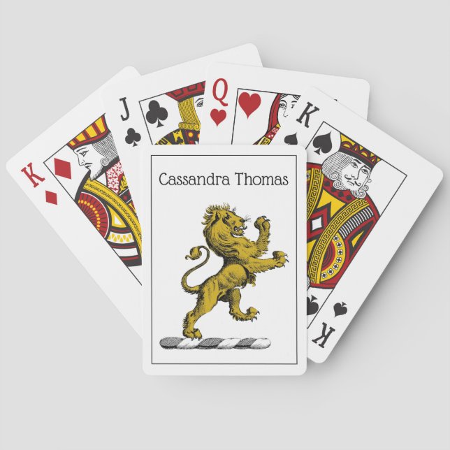Heraldic Lion Standing Crest Emblem C Poker Cards (Back)