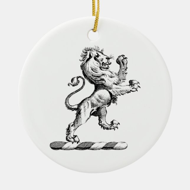 Heraldic Lion Standing Crest Emblem Ceramic Ornament (Front)
