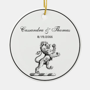 Heraldic Lion Standing Crest Emblem Ceramic Ornament