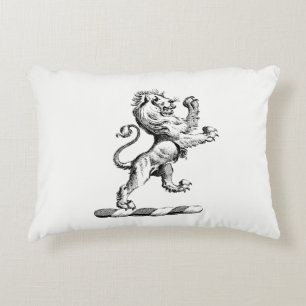 Heraldic Lion Standing Crest Emblem Decorative Pillow