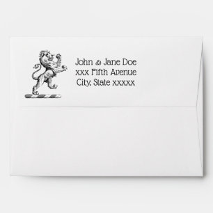 Heraldic Lion Standing Crest Emblem Envelope