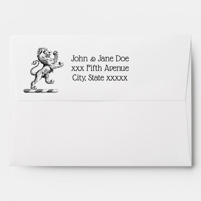 Heraldic Lion Standing Crest Emblem Envelope (Back (Top Flap))
