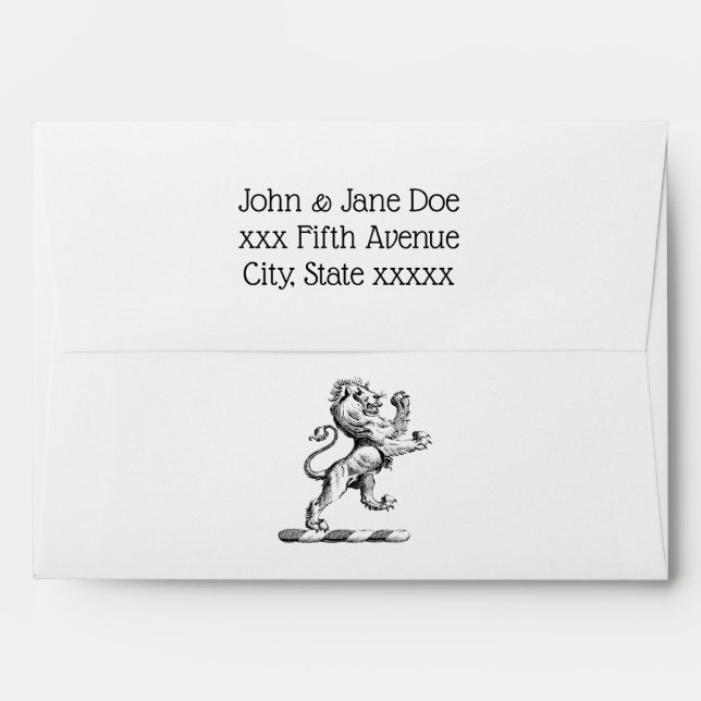 Heraldic Lion Standing Crest Emblem Envelope (Back (Top Flap))