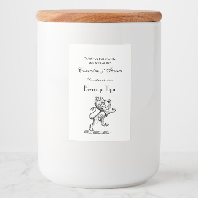 Heraldic Lion Standing Crest Emblem Food Label (Front)