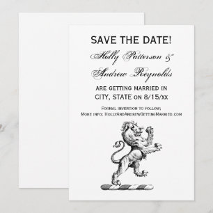 Heraldic Lion Standing Crest Emblem Invitation