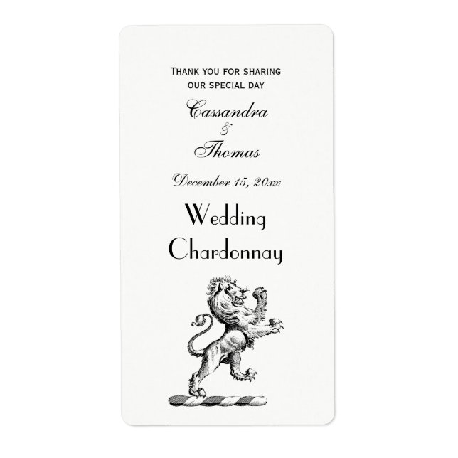 Heraldic Lion Standing Crest Emblem Label (Front)