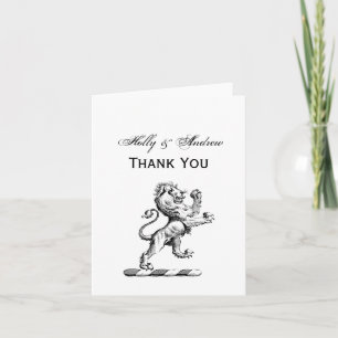 Heraldic Lion Standing Crest Emblem Letterpress Thank You Card
