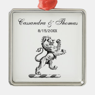 Heraldic Lion Standing Crest Emblem Metal Ornament