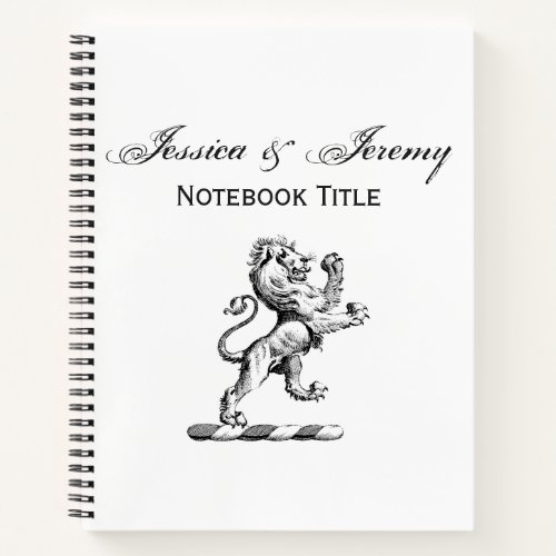 Heraldic Lion Standing Crest Emblem Notebook