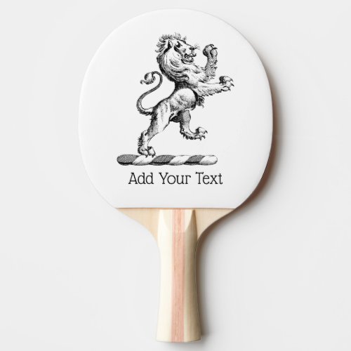 Heraldic Lion Standing Crest Emblem Ping_Pong Paddle