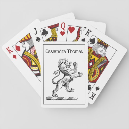 Heraldic Lion Standing Crest Emblem Poker Cards