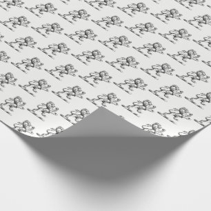 Heraldic Lion Standing Crest Emblem Wrapping Paper