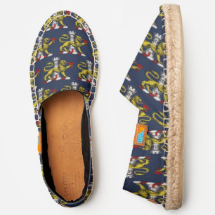 Heraldic Lion Tower Fleur de Lis Emblem Navy Canv Espadrilles