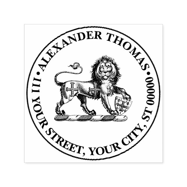 Heraldic Lion with Cross Emblem Crest Self-inking Stamp (Design)