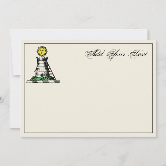 Heraldic Medieval Castle Emblem Crest Note Card (Front)