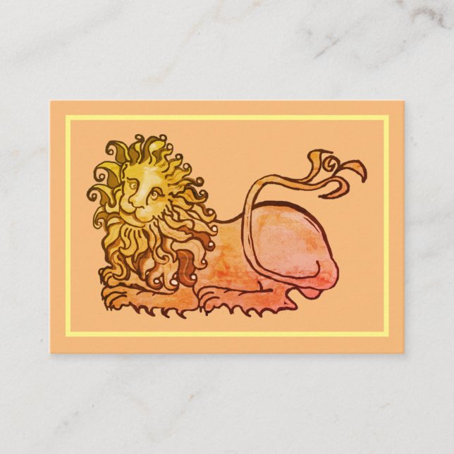 Heraldic medieval lion business card (Front)