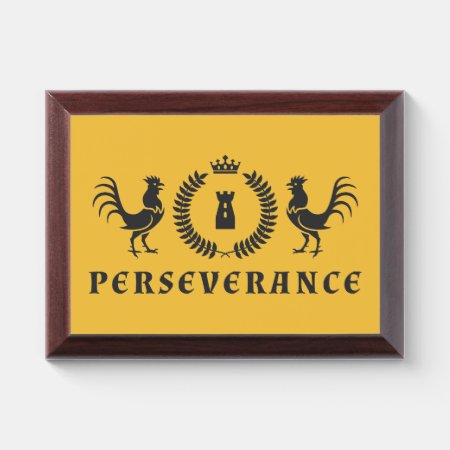 Heraldic Perseverance Rooster Award Plaque