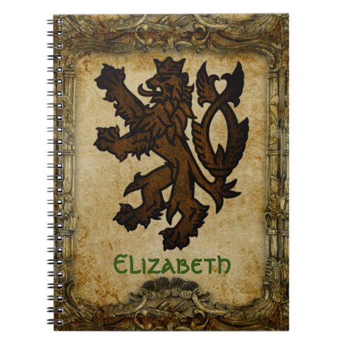 Heraldic Rampant Lion Custom Notebook