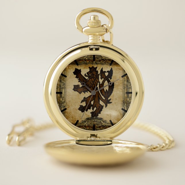 Heraldic Rampant Lion Custom Pocket Watch (Inside)