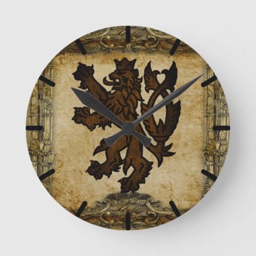 Heraldic Rampant Lion Custom Round Clock