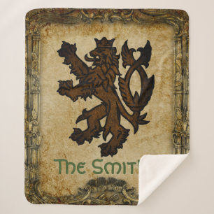 Heraldic Rampant Lion Custom Sherpa Blanket